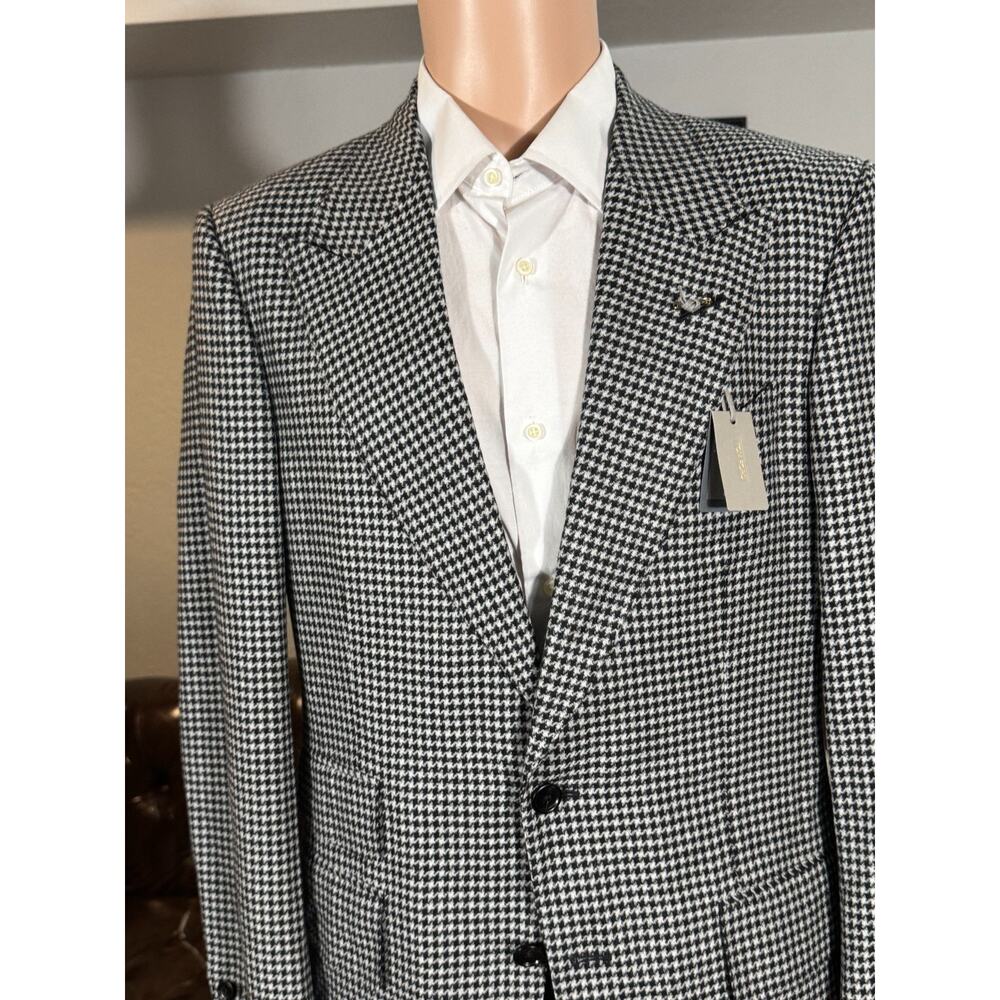 New Tom Ford Peak Lapel Shelton Houndstooth Wool Tweed Suit 48R 38R 33 Trousers - Picture 14 of 16
